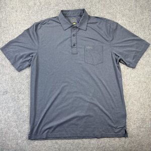 Greg Norman Polo Shirt Mens Large Blue Pocket Golf Stretch Moisture Wicking